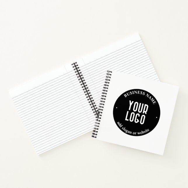 Carnet Votre texte et votre logo téléchargé | Noir et bla (Intérieur)