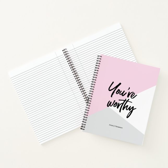 Carnet Vous êtes digne Pink Chic Personnalisé Motivationn (Intérieur)