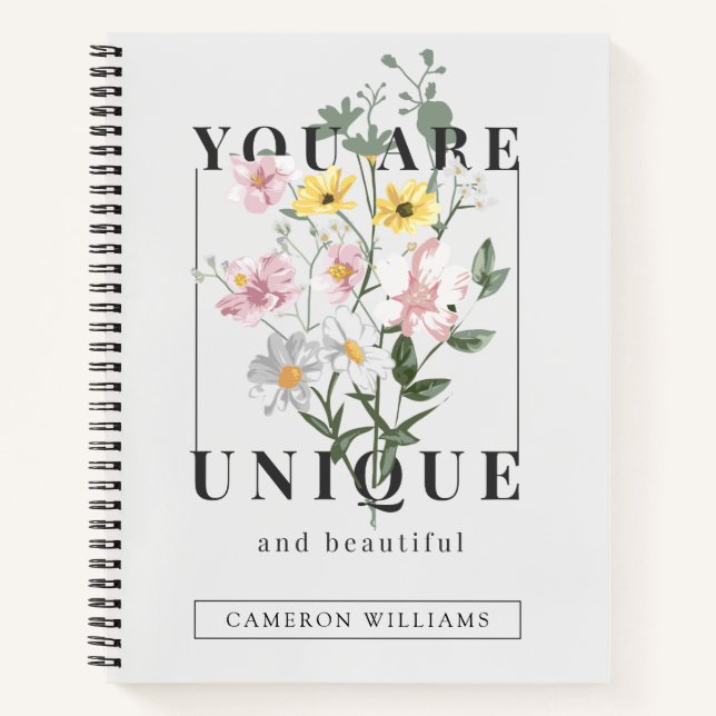 Carnet Vous êtes un Slogan floral unique (Devant)