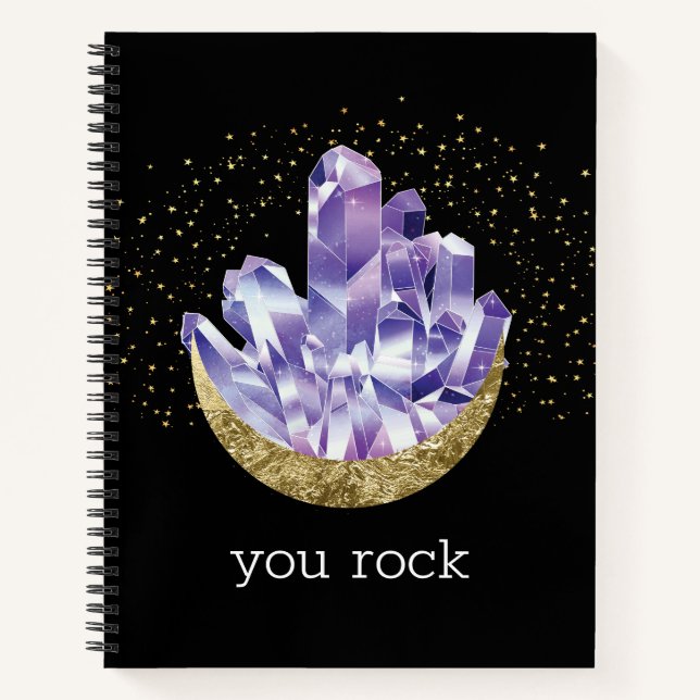 Carnet Vous Rock Amethyst Crystals Aquarelle Mystique Pas (Devant)