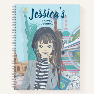 Carnet Voyage dans le monde des filles mignonnes Illustré