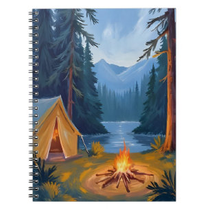 Carnet Voyage de camping Feu de camp de forêt Tente Aquar