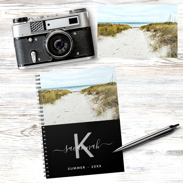 Carnet Voyage photo été noir blanc monogramme (Créateur téléchargé)