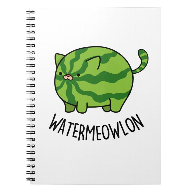 Carnet Water-meow-lon Drôle de Pastèque Chat Jeu de mots  (Devant)