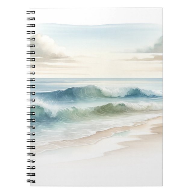 Carnet Watercolor Beach Waves Rustic Coastal (Devant)