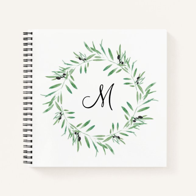 Carnet Watercolor Black Olive Wreath (Devant)