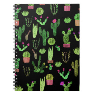 Carnet Watercolor Cactuses Plante Arrière - plan sans cou