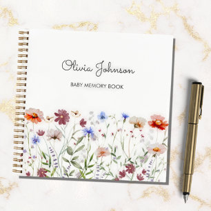 Carnet Watercolor Colorful Fleur sauvage Baby Memory Book