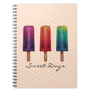 Carnet Watercolor Cute Popsicle Glaces Creams
