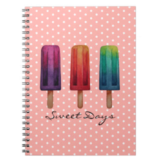 Carnet Watercolor Cute Popsicle Glaces Creams