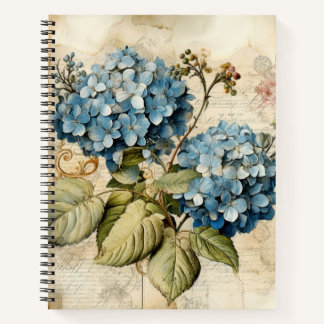 Carnet Watercolor Floral Blue Hydrangea