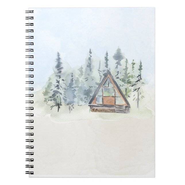 Carnet Watercolor Forest Cabine Accueil (Devant)