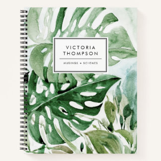 Carnet Watercolor Monstera Leaves Tropical Greenery