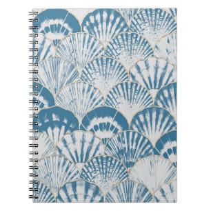 Carnet Watercolor sea shell japonais vagues transparent p