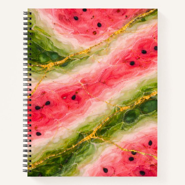 Carnet Watermelon Marble with Gold Veining (Devant)