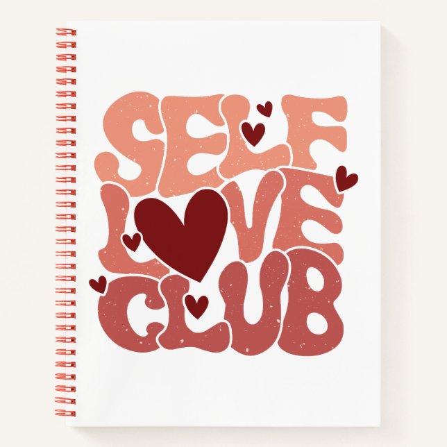 Carnet Wavy 70s Font "Self Love Club" Hearts (Devant)