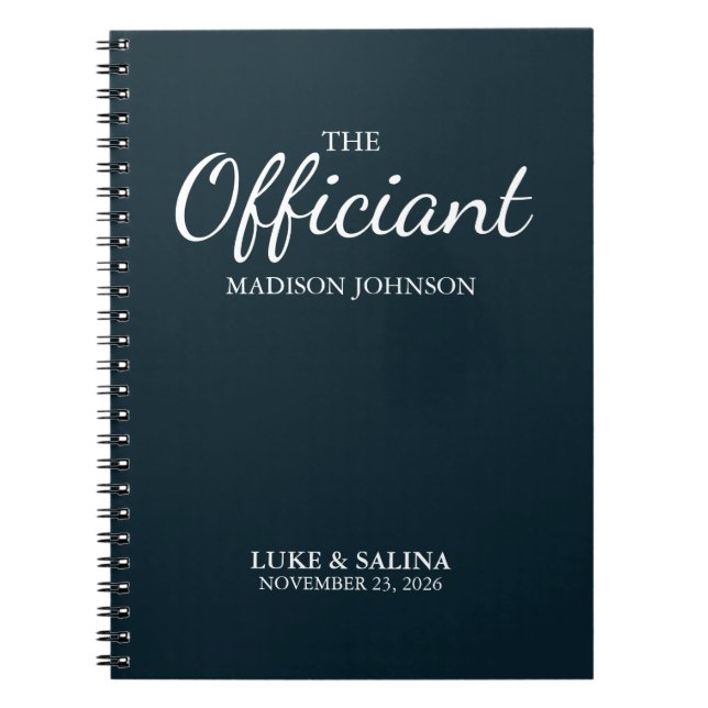 Carnet Wedding Officiant Ceremony Personalized Elegant (Devant)