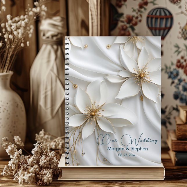 Carnet Wedding planner blanc et doré Satin (Créateur téléchargé)