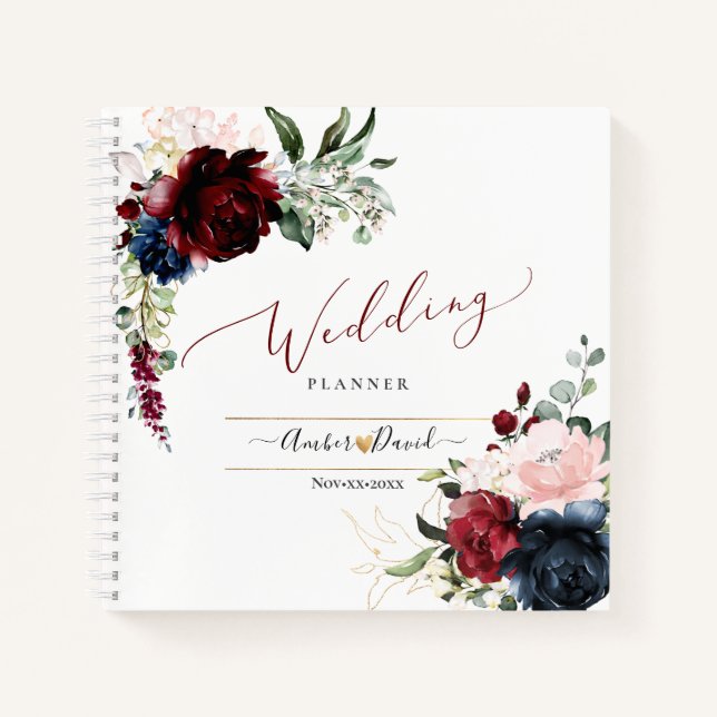 CARNET WEDDING PLANNER BLEU BURGUNDY DE LA MARINE DE COUL (Devant)