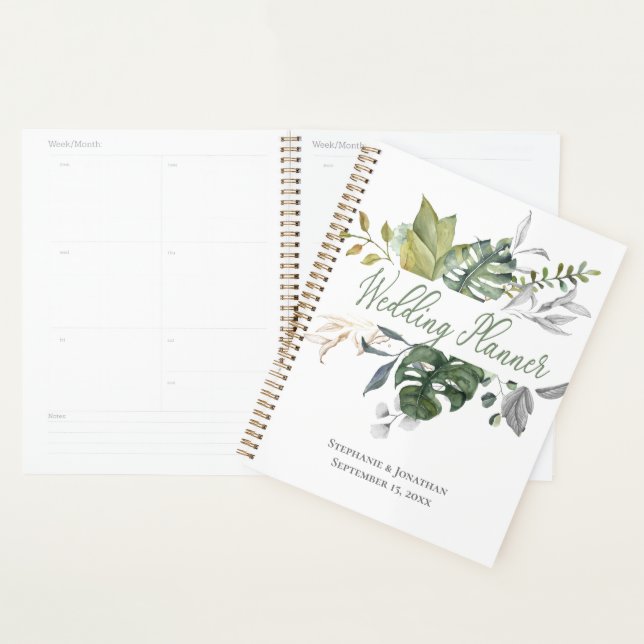 Carnet Wedding planner bleu et vert (Devant avec enveloppe)