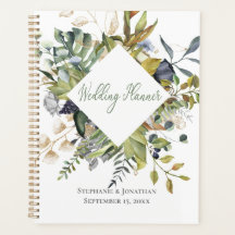 Carnet Wedding planner bleu et vert tropical