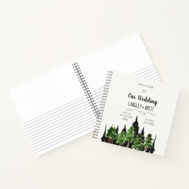 Carnet Wedding planner d'aquarelle de forêt rustique (Intérieur)