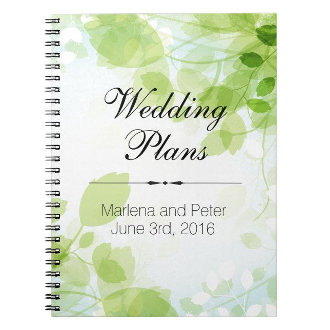 Carnet Wedding planner d'aquarelle Feuille de printemps (Devant)