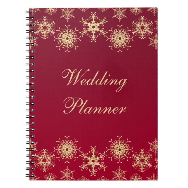 Carnet Wedding planner de  de flocons rouges, doré (Devant)