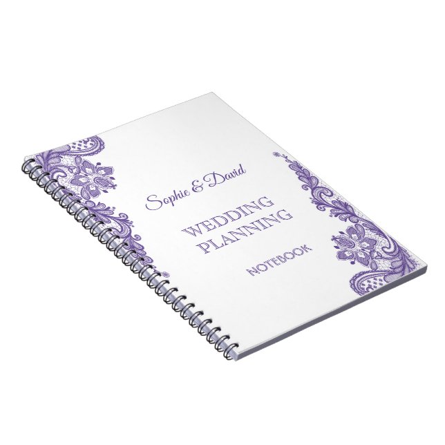 Carnet Wedding planner de dentelle ultra violet moderne (Côté Droit)