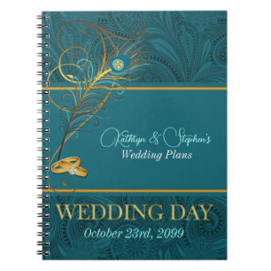 Carnet Wedding planner de paon pour les épouses avec nom