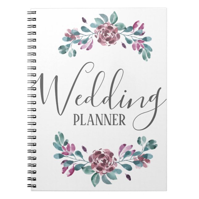 Carnet Wedding planner fleuri à l'aquarelle de pivoine vi (Devant)
