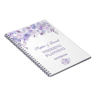 Carnet Wedding planner Floral bleu clair pourpre