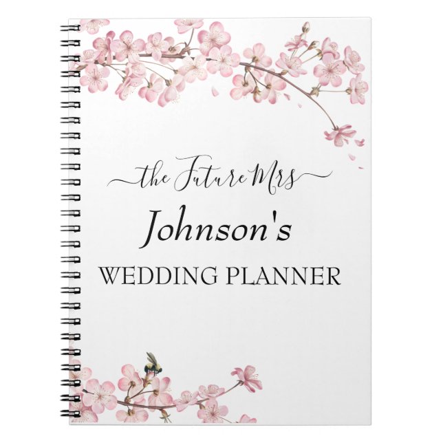 Carnet Wedding planner rose cerisier en fleurs (Devant)
