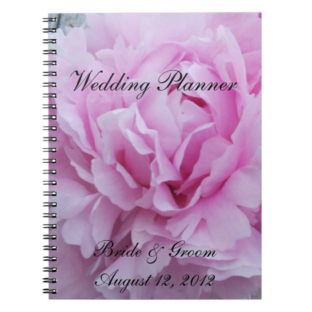 Carnet Wedding planner rose de fleurs de pivoines (Devant)