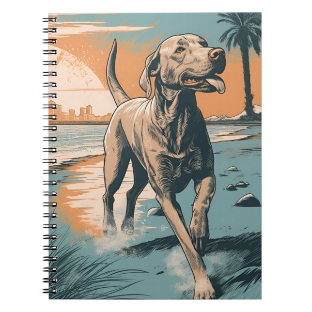 Carnet Weimaraner à la plage (Devant)
