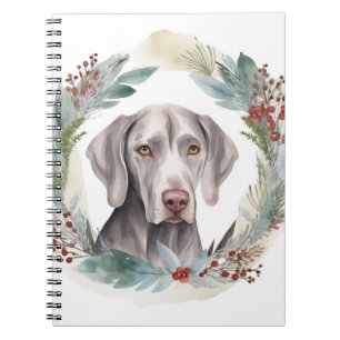 Carnet Weimaraner Christmas Wreath Festive Pup