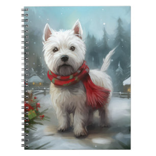 Carnet West Highland White Terrier Dog dans la neige Noël