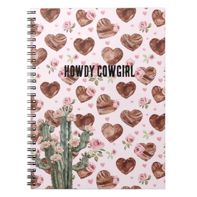 Carnet Western Cactus Pink Floral Hearts (Devant)