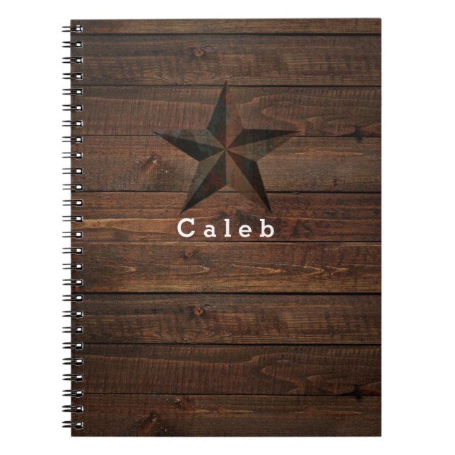 Carnet Western Rusty Star sur bois rustique Pays Bois (Devant)