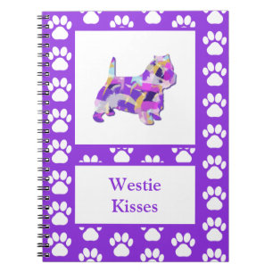 Carnet Westie Terrier Chien mignonne Silhouette Paw Purpl