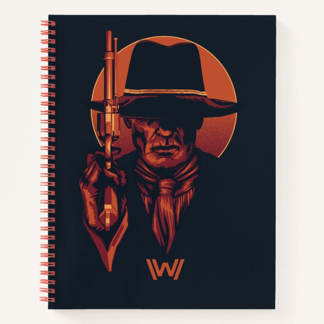 Carnet Westworld | Homme en noir avec révolver (Devant)