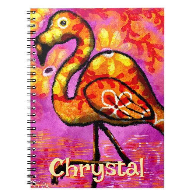 Carnet Whimsical Abstrait Flamant rose Bird Personnalisé (Devant)