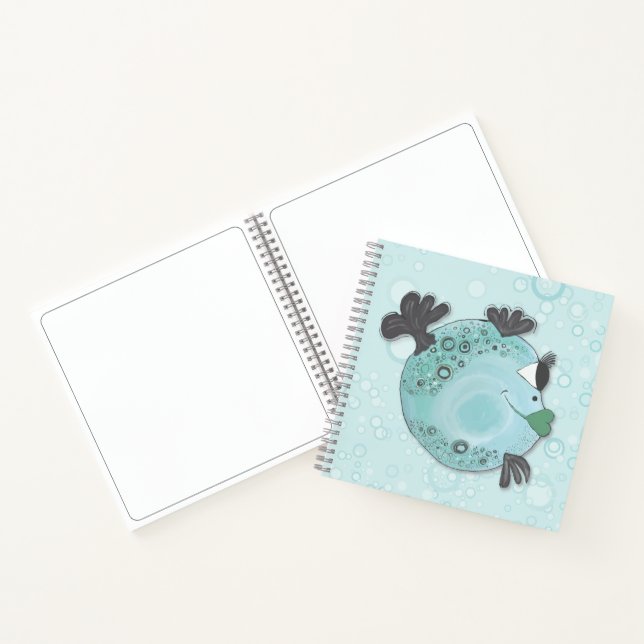 Carnet Whimsical and Cheveux Fish Art in Turquoise Hues (Intérieur)