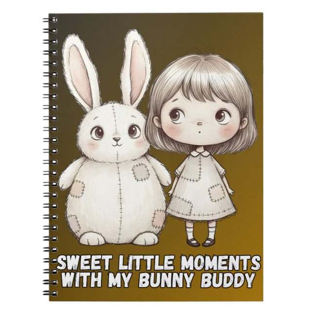 Carnet Whimsical Girl and Patchwork Bunny Notebook (Devant)