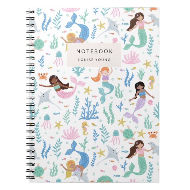 Carnet Whimsical Mermaid & Ocean Friends Pattern Notebook (Devant)
