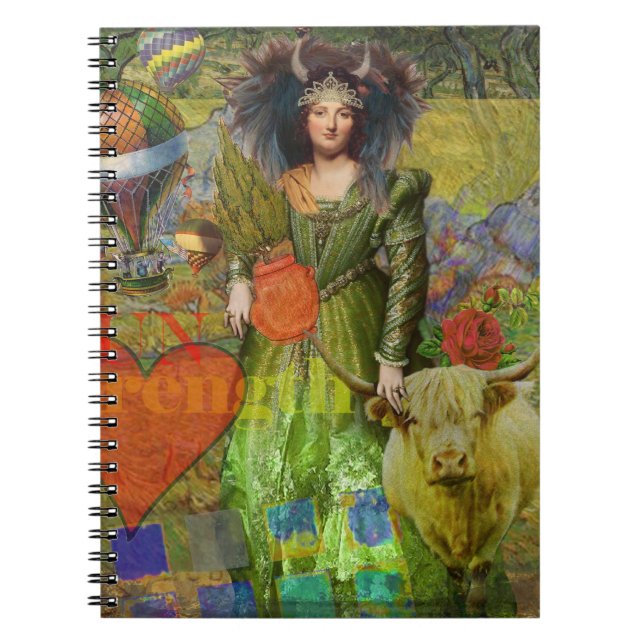 Carnet Whimsical Taurus Femme Céleste Collage Imaginaire (Devant)