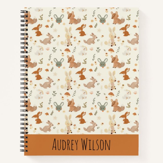 Carnet Whimsical Woodland Forest Animaux Motif de verdure (Devant)