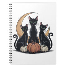 Whimsigothique Chats noirs Citrouille Lune Hallowe