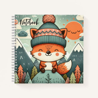 Carnet Whimsy d'hiver - Renard dans un Casquette de Fluff