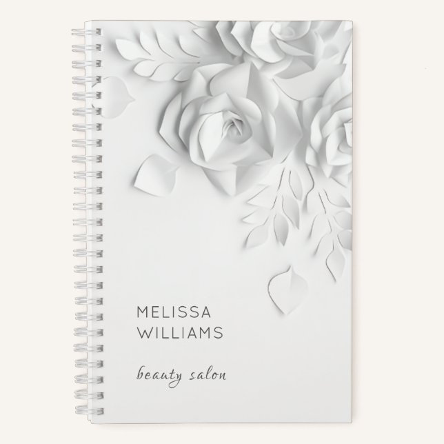 Carnet White 3D Simple Flowers (Recto)